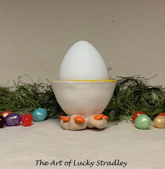 Egg Holder Cup Slab Built Hand Altered and Sculpted. A 