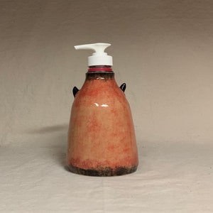 LOTION PUMP wheel thrown, hand altered and sculpted ceramic lotion pump or soap dispenser. A friendly face to brighten up your day. image 4