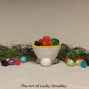 Egg Holder Cup Ready to ship slab built, hand altered and sculpted. A friendly and colorful holder for your hard boiled egg at breakfast. image 4