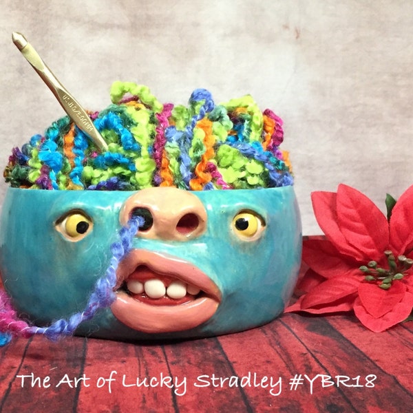 Ready to ship - REGULAR YARN BOWL - Wheel thrown, hand altered and sculpted. This listing is for the actual bowl pictured. (ybr18)
