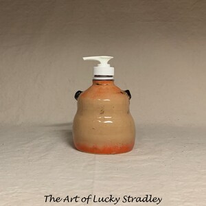 LOTION PUMP Ready to ship wheel thrown, hand altered and sculpted ceramic lotion pump or soap dispenser. A happy face to brighten your day. image 4