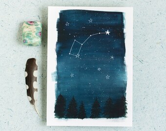 Orsa Minore (Piccolo Carro), cartolina, costellazione, A6