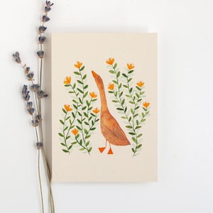 Oie avec des fleurs, carte, a6