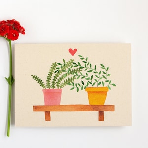 Twee planten op een plank, verliefd, kaart, A6