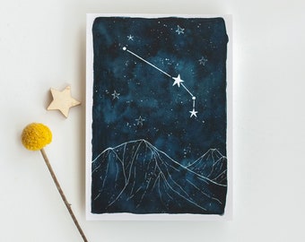 Ariete, carta, costellazione, A6, acquerello