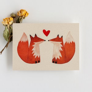 Twee vossen onder een hart, kaart, A6
