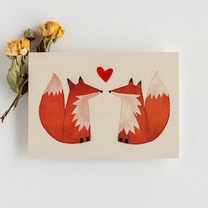 Twee vossen onder een hart, carte, A6