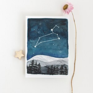 Lion, carte, constellation, A6, aquarelle