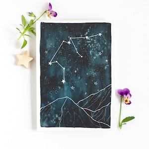 Verseau, carte, constellation, A6, aquarelle
