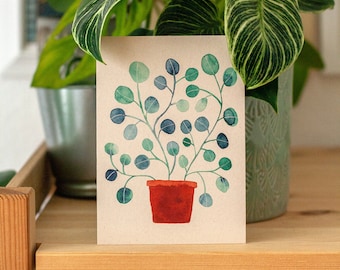 Crazy Plant, card, A6, watercolour