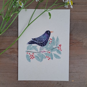 Moineau sur une branche, carte, A6