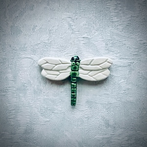 Green Ceramic Dragonfly for Mosaic Garden Art, Hand Painted Tile