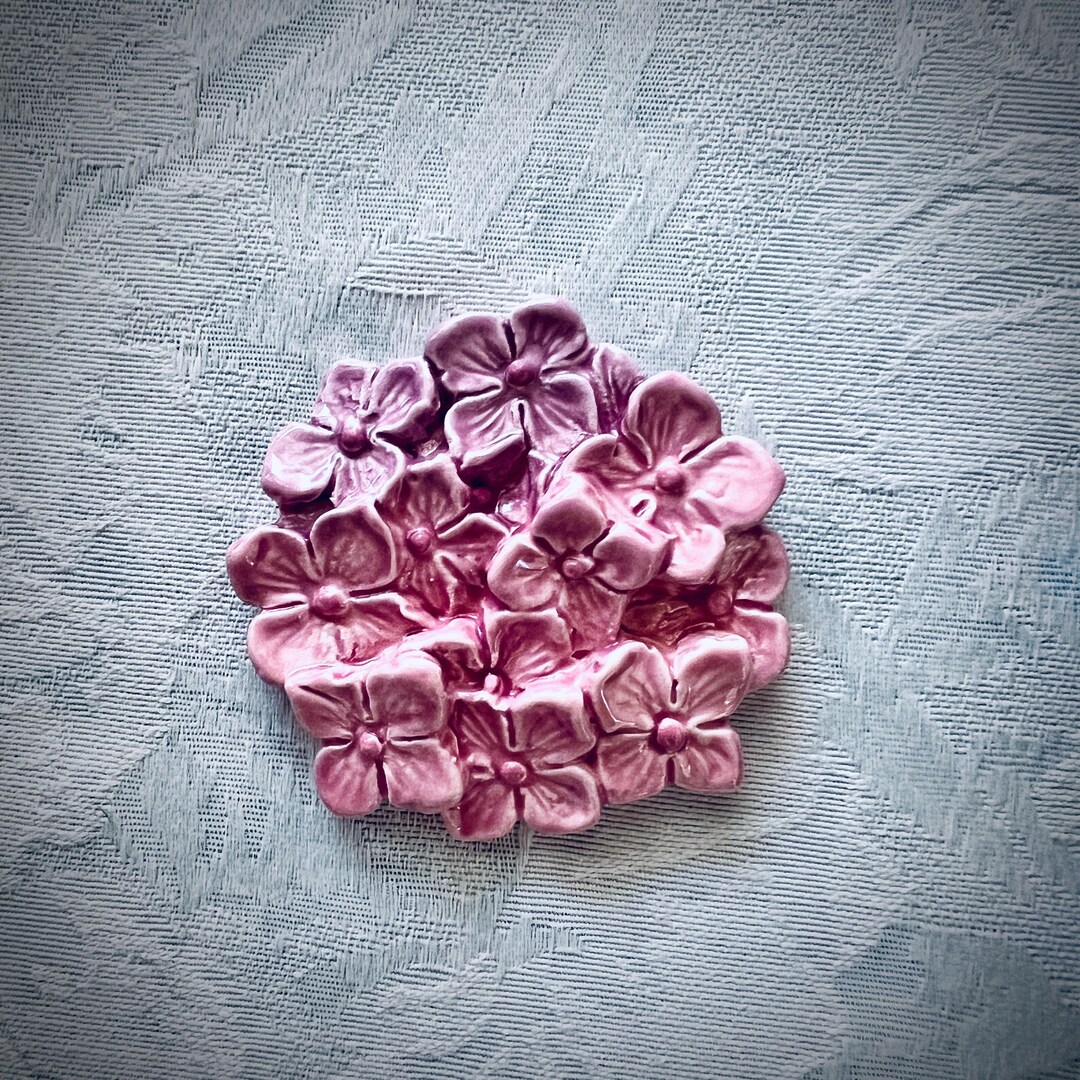 Pink/purple Ceramic Hydrangea Tile for Mosaic Garden Art, Hand Painted ...