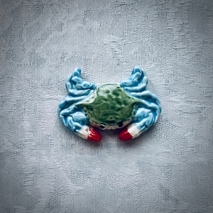 Ceramic Crab Tile for Mosaic Seascape Art, Sea Life Shower Wall, Beach Art, Hand Painted Tile