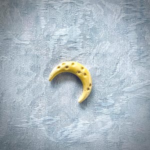 Yellow Ceramic Moon, Hand Painted Art Tile, Garden Mosaic Supply