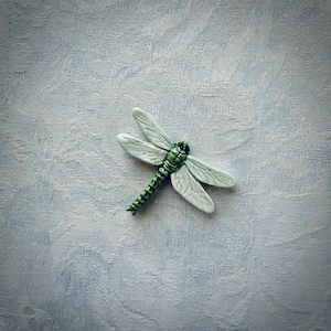 Green Ceramic Dragonfly for Mosaic Garden Art, Koi Pond Steppingstone or Birdbath, Hand Painted Tile