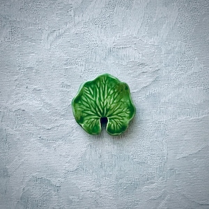 Smaller Ceramic Lily Pad for Garden Mosaic Art, Hand Painted Tiles, Koi Pond Wall Art