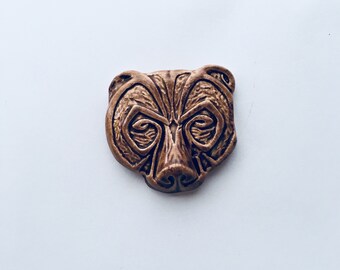 Mosaic Supply Ceramic Bear Head Tile Mosaic Idea Craft Supply Ceramic Hand Painted Animal Mosaic Suggestion Viking Totem Celtic Pendant Idea