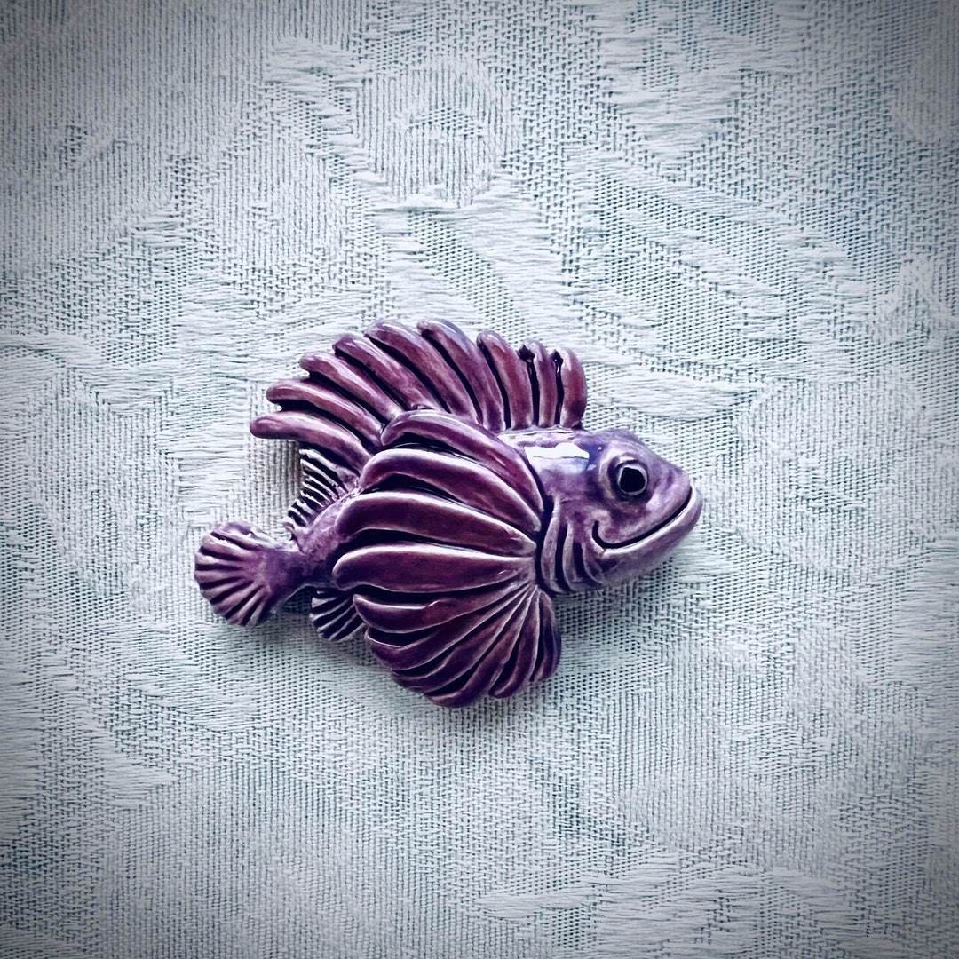 Purple Ceramic Fish Tile for Mosaic Seascape Art, Sea Life Shower Wall