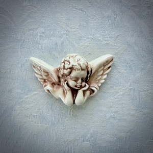 Ceramic Cherub, Hand Painted Art Tile, Garden Mosaic Supply, Wall Accent