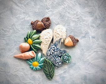 GRAB BAG, 10 Ceramic Tiles, Mosaic Supply, Handmade Tiles, from 4" to <1"