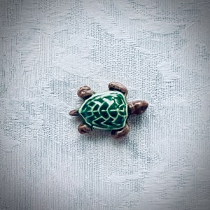 Small Ceramic Turtle for Mosaic Seascape Art, Craft Supply for Assemblage & Mixed Media, Hand Painted Tiles