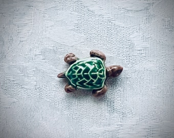 Small Ceramic Turtle for Mosaic Seascape Art, Craft Supply for Assemblage & Mixed Media, Hand Painted Tiles