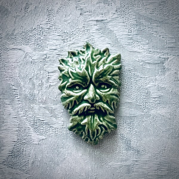 Green Man Ceramic Tile for Mosaic Garden Art, Steppingstone or Patio Wall Art, Celtic, Hand Painted Tile