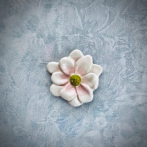 Pink & White Ceramic Magnolia Bloom for Mosaic Garden Art, Stepping Stone, Hand Painted Tile