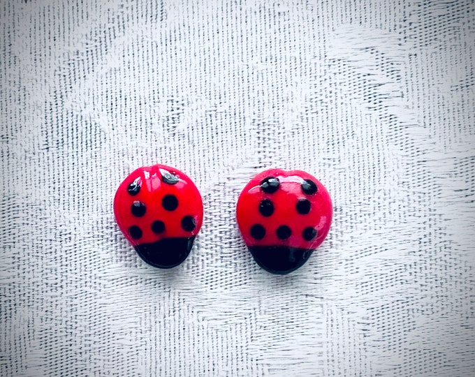 2 Ceramic Lady Bugs for Mosaic Garden Art, Stepping Stone & Birdbath