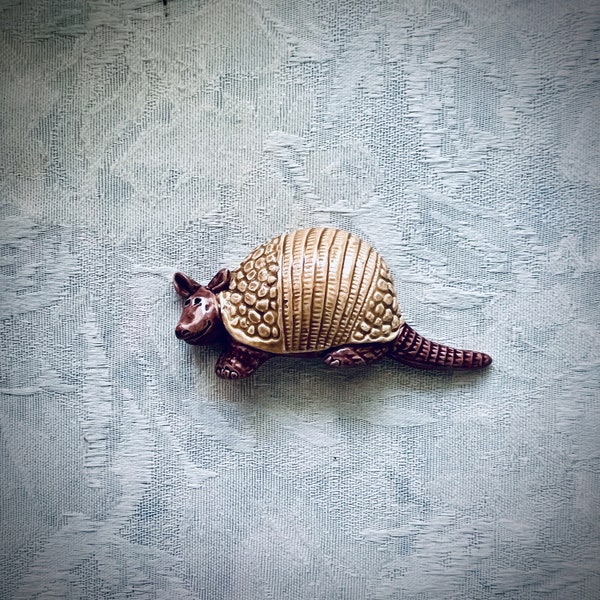 Ceramic  Armadillo for Nature Mosaic Art, Texas Wall Art & Garden Art, Hand Painted Tile