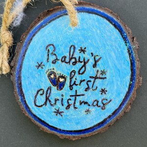 Hand Burned Custom Ornament - Pyrography- Baby’s First Christmas