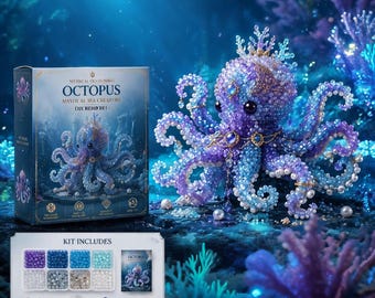 Bead Embroidery Craft Kit, Magical Sea Creature DIY Bead Sculpture Set, Crystal Seed Bead Ornament Kit with All Tools Included
