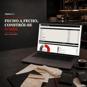 Fecho de Caixa Diário para Restaurante, Conciliação com POS, Excel + Google Sheets, Fecho do Dia, Clientes, Ticket Médio, Mapa de Custos