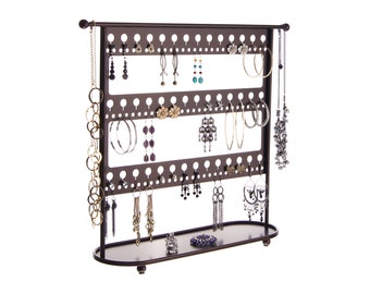 Earring Holder Organizer for Stud, Post Small to Large Dangle Earrings and Hoops, Hanging Freestanding Jewelry Storage Jewellery Rack, Laela