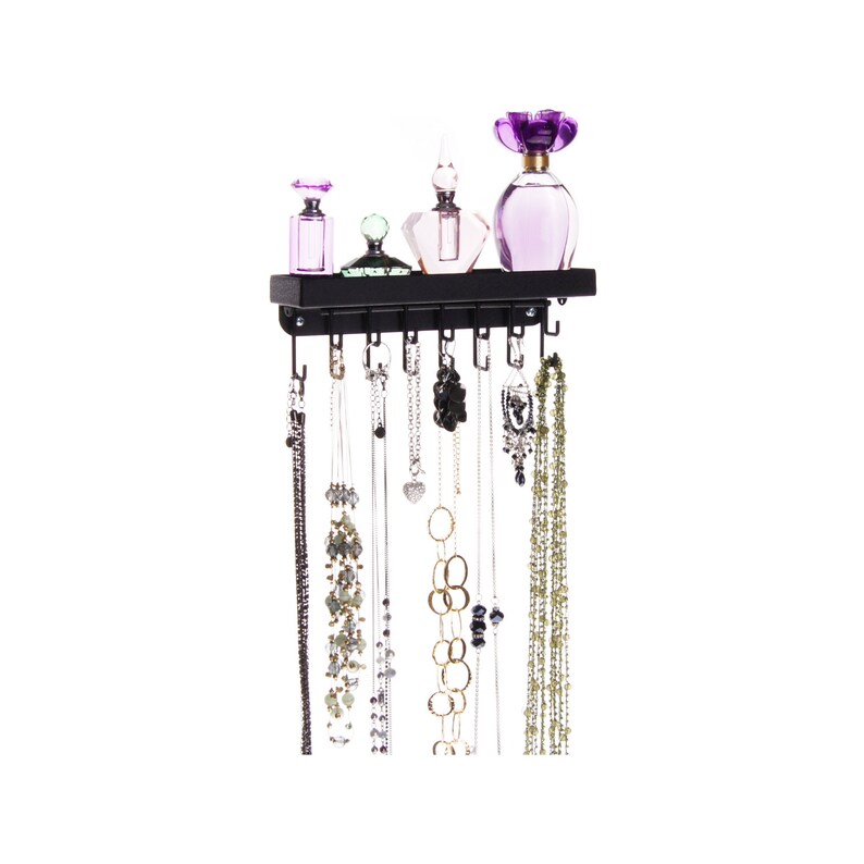 Angelynn/'s Fiona Jewelry Holder Metal Necklace Holder Organizer Slim Narrow Wall Mount Hooks Hanging Display Closet Storage Rack Shelf