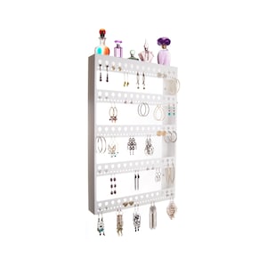 Earring Holder Organizer for Small to Large Long Dangle Earrings and Hoops, Hanging Wall Mount Closet Jewelry Storage Jewellery Rack Nichole