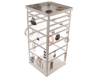 360 Rotating Spinning Jewelry Display Stand for Small, Long, Large Earrings and Hoops, Hanging Jewellery Storage Rack, Donna