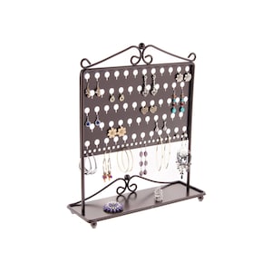 Earring Holder Organizer for Stud, Post Dangle Earrings, Hanging Freestanding Vanity Jewelry Storage Jewellery Rack, Vintage Style Ginger