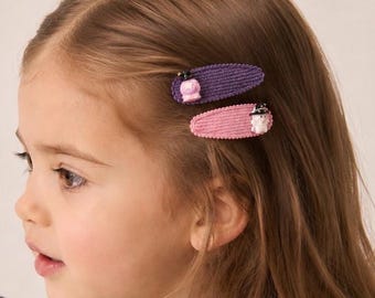 Set di fermagli per capelli Bambina a tema Halloween, Mollette fate a Mano, Accessori Capelli Bambine, fermagli rosa con streghetta fantasma