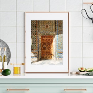 Intricate Carved Door & Azulejo Tiles Print Sevilla's Casa de Pilatos Vibrant Spanish Tile Accents Home and Office Decor image 4