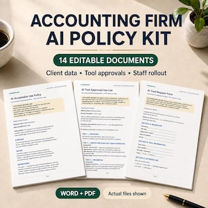 AI Policy Template for Accounting Firms | Protect Client Data + 14-Document Staff Rollout Kit