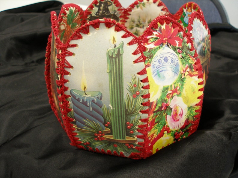 Vintage Christmas Card Basket | Etsy