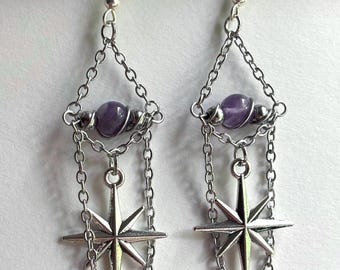 Baldur's Gate Inspired | Gale | Amethyst & Stainless Steel Wire Wrapped Earrings