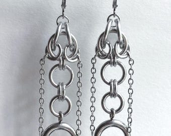 Baldur's Gate Inspired | Shadowheart | Captured Selenite Chainmail & Gemstone Earrings