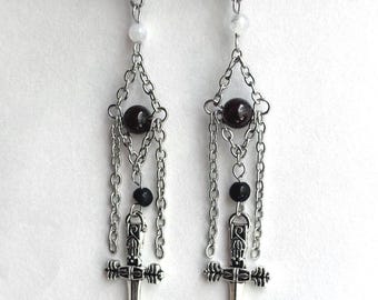 Baldur's Gate Inspired | Astarion | Garnet, Moonstone, Tourmaline Gemstone Earrings