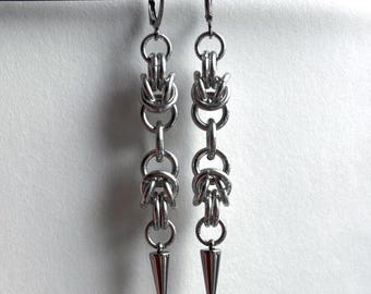 Handmade Hypoallergenic Unisex / Men / Women / Creature / Etc Aluminum Chainmail Byzantine Spike Charm Earrings