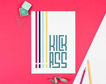 Fun kids art print - KICK ASS