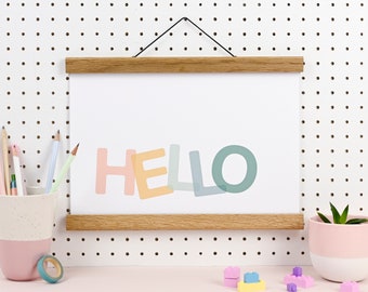 Colourful kids art print - HELLO