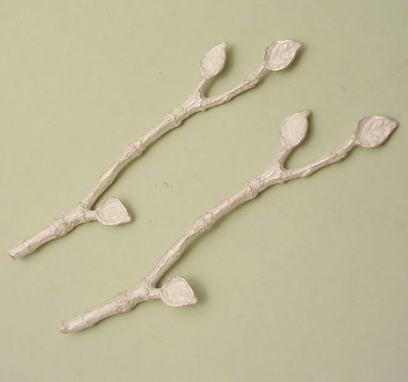 twig branch with leaves sterling silver raw casting metalsmiths silve…